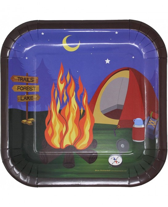 Camping Party Supplies Packs (101 Pieces for 16 Guests) - Camping Birthday Party Supplies Camping Plates and Napkins Smores P...