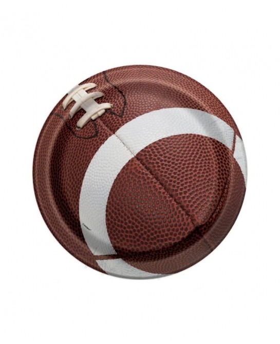 Football Party Supplies Pack Serves 16: 9" Plates Luncheon Napkins Cups and Table Cover with Birthday Candles (Bundle for 16)...