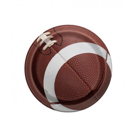 Football Party Supplies Pack Serves 16: 9" Plates Luncheon Napkins Cups and Table Cover with Birthday Candles (Bundle for 16)...