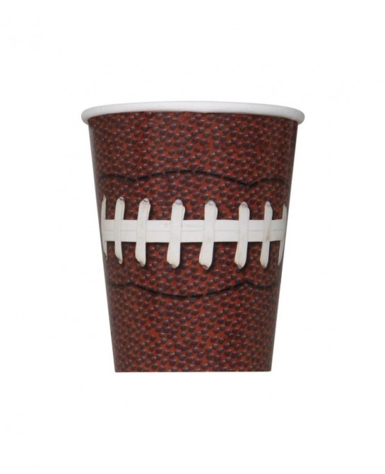 Football Party Supplies Pack Serves 16: 9" Plates Luncheon Napkins Cups and Table Cover with Birthday Candles (Bundle for 16)...