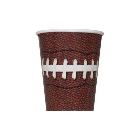 Football Party Supplies Pack Serves 16: 9" Plates Luncheon Napkins Cups and Table Cover with Birthday Candles (Bundle for 16)...