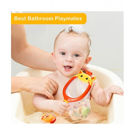 Baby Bath Toys 4 Pieces Floating Animals Toys with 1 Net for Bathtub Shower Beach Swimming Pool Games Water Play Set Gift for...