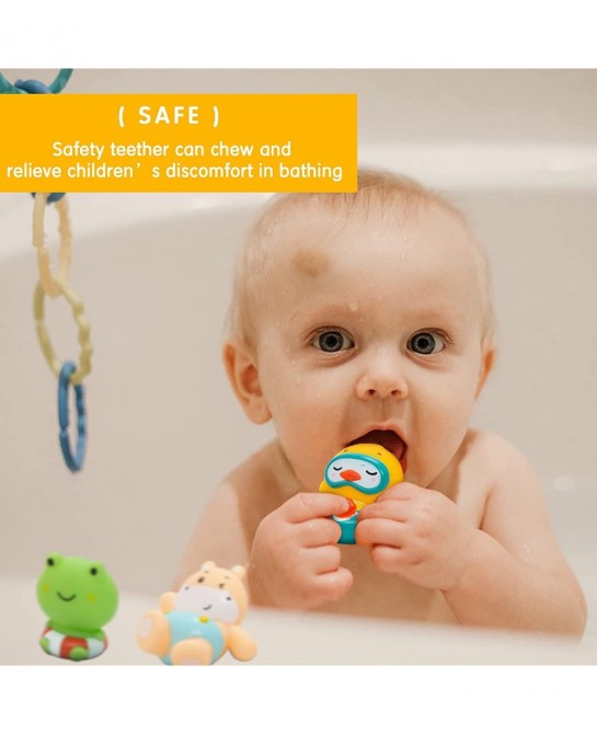 Baby Bath Toys 4 Pieces Floating Animals Toys with 1 Net for Bathtub Shower Beach Swimming Pool Games Water Play Set Gift for...
