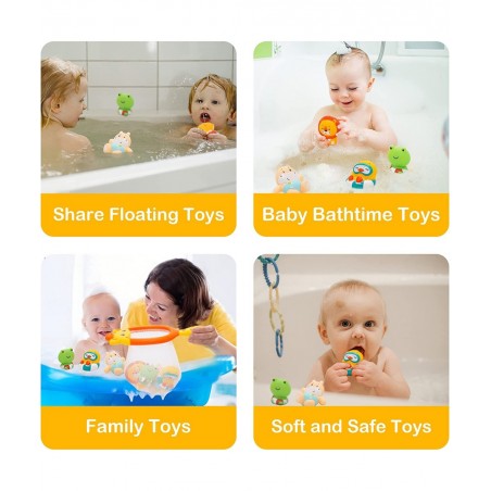 Baby Bath Toys 4 Pieces Floating Animals Toys with 1 Net for Bathtub Shower Beach Swimming Pool Games Water Play Set Gift for...