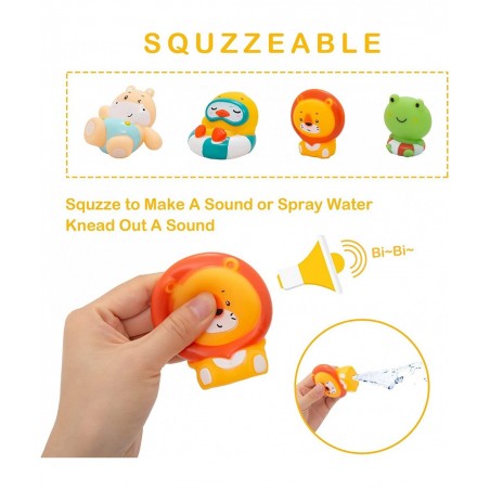 Baby Bath Toys 4 Pieces Floating Animals Toys with 1 Net for Bathtub Shower Beach Swimming Pool Games Water Play Set Gift for...