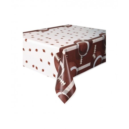 Football Party Supplies Pack Serves 16: 9" Plates Luncheon Napkins Cups and Table Cover with Birthday Candles (Bundle for 16)...