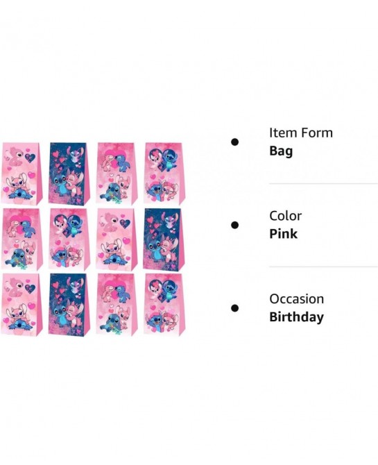 12Pack Pink Lilo and Stitch Party Gift Bags Candy Bags Pink Lilo and Stitch Birthday Party Supplies $28.49 Kids' Party Decora...