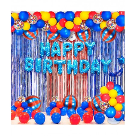 Red and Blue Carnival Balloons for Circus Theme Party Decorations Big 22 Inch 360 Degree 4D Circus Carnival Balloons for Birt...