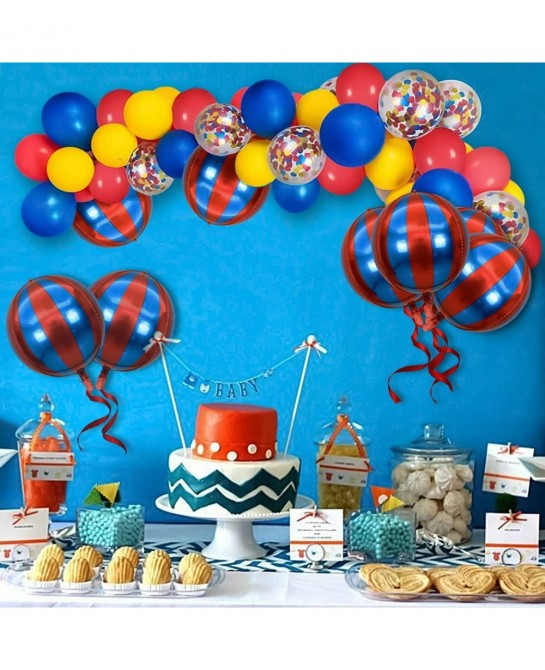 Red and Blue Carnival Balloons for Circus Theme Party Decorations Big 22 Inch 360 Degree 4D Circus Carnival Balloons for Birt...