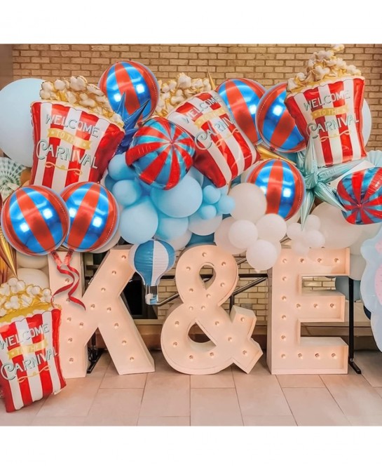 Red and Blue Carnival Balloons for Circus Theme Party Decorations Big 22 Inch 360 Degree 4D Circus Carnival Balloons for Birt...