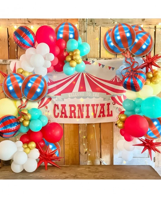 Red and Blue Carnival Balloons for Circus Theme Party Decorations Big 22 Inch 360 Degree 4D Circus Carnival Balloons for Birt...