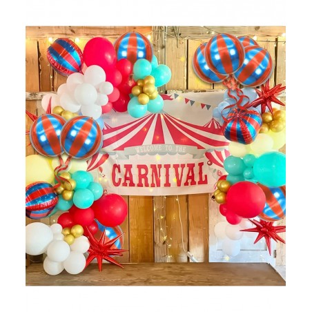 Red and Blue Carnival Balloons for Circus Theme Party Decorations Big 22 Inch 360 Degree 4D Circus Carnival Balloons for Birt...