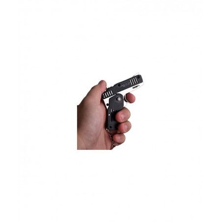 Firesofheaven 2 Pieces Rubber Band Gun Toy Easy Load Foldable Handmade Toy Gun Mini Metal Rubber Gun with Keychain and 200 El...