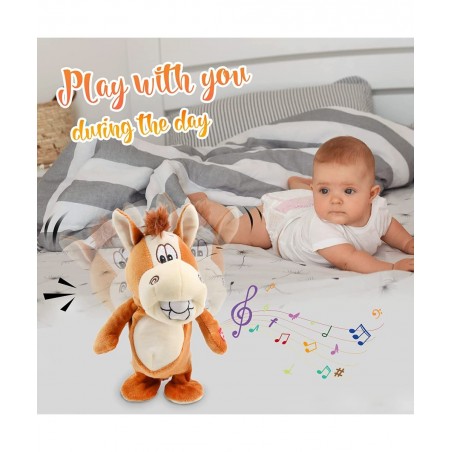 Talking Donkey Repeats What You Say Walking Electric Interactive Animated Toy Speaking Plush Stuffed Animal Buddy Gift for To...