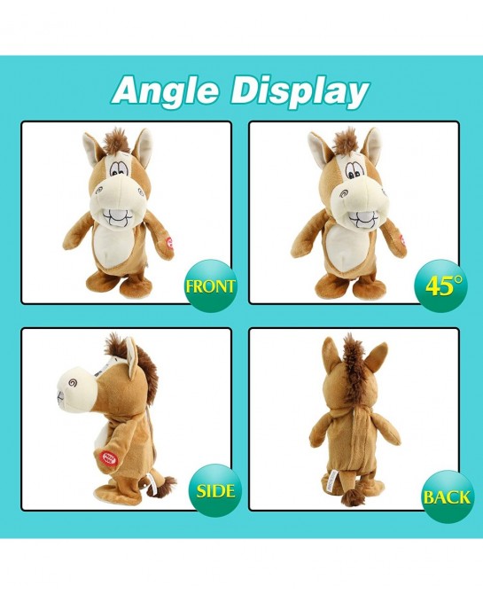 Talking Donkey Repeats What You Say Walking Electric Interactive Animated Toy Speaking Plush Stuffed Animal Buddy Gift for To...