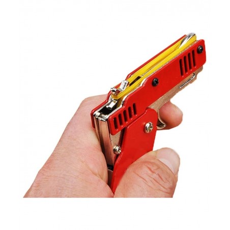 Firesofheaven 2 Pieces Rubber Band Gun Toy Easy Load Foldable Handmade Toy Gun Mini Metal Rubber Gun with Keychain and 200 El...