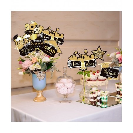 24 Pieces Graduation Party Decorations 2022 Graduation Party Centerpiece Sticks Glitter Table Topper Congratulations Graduate...