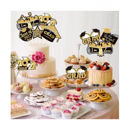 24 Pieces Graduation Party Decorations 2022 Graduation Party Centerpiece Sticks Glitter Table Topper Congratulations Graduate...