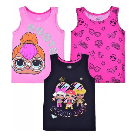 LOL Surprise Dolls Girls 3 Pack Tank Tops for Little and Big Kids – Pink/Black $43.78 Dolls