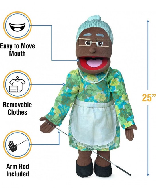 25" Granny Black Grandmother Full Body Ventriloquist Style Puppet $90.39 Ventriloquist Puppets