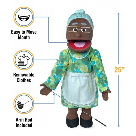 25" Granny Black Grandmother Full Body Ventriloquist Style Puppet $90.39 Ventriloquist Puppets