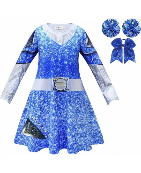 Zombies 3 Girls Costume Cheerleader Toddler Rose Dress Long Sleeve Dress Up 3-12 Years $50.69 Kids' Costumes