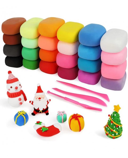 Air Dry Clay for Kids 24 Colors Magic Modeling Clay Kit with Magical Clay Tools Accessories Squash Clay for Slime Play Clay A...