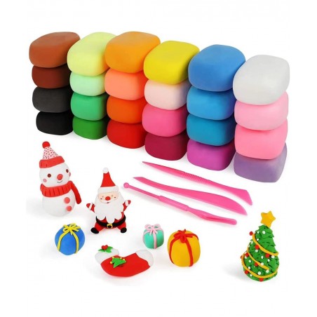 Air Dry Clay for Kids 24 Colors Magic Modeling Clay Kit with Magical Clay Tools Accessories Squash Clay for Slime Play Clay A...