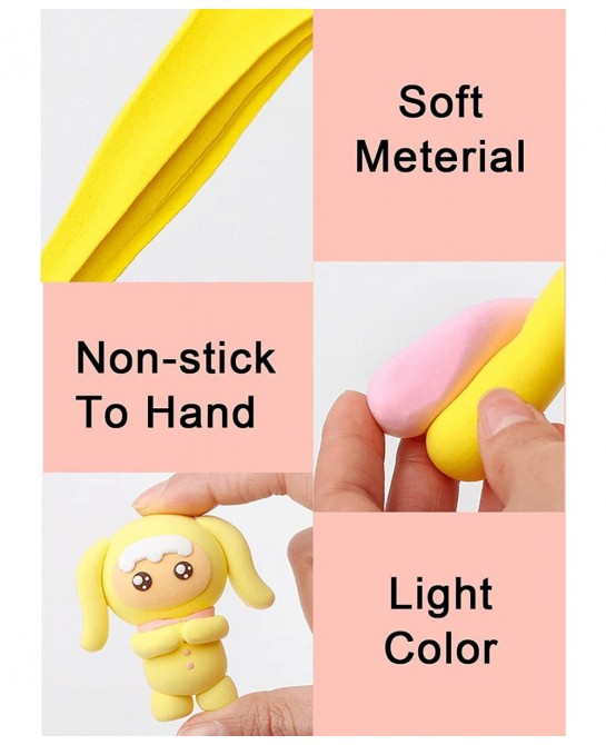 Air Dry Clay for Kids 24 Colors Magic Modeling Clay Kit with Magical Clay Tools Accessories Squash Clay for Slime Play Clay A...