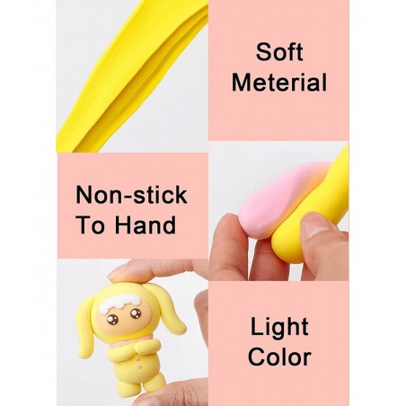 Air Dry Clay for Kids 24 Colors Magic Modeling Clay Kit with Magical Clay Tools Accessories Squash Clay for Slime Play Clay A...