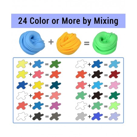 Air Dry Clay for Kids 24 Colors Magic Modeling Clay Kit with Magical Clay Tools Accessories Squash Clay for Slime Play Clay A...