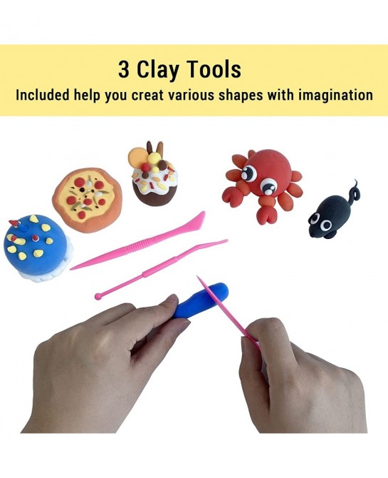 Air Dry Clay for Kids 24 Colors Magic Modeling Clay Kit with Magical Clay Tools Accessories Squash Clay for Slime Play Clay A...