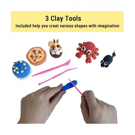 Air Dry Clay for Kids 24 Colors Magic Modeling Clay Kit with Magical Clay Tools Accessories Squash Clay for Slime Play Clay A...