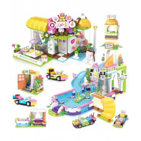 Friends Café Shop Building Kit Girls Coffee House Summer Pool Party Building Blocks Set for Kids Aged 6-12 (1140 Pieces) $93....
