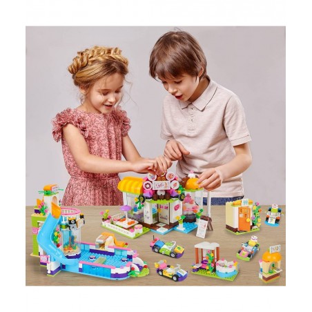 Friends Café Shop Building Kit Girls Coffee House Summer Pool Party Building Blocks Set for Kids Aged 6-12 (1140 Pieces) $93....