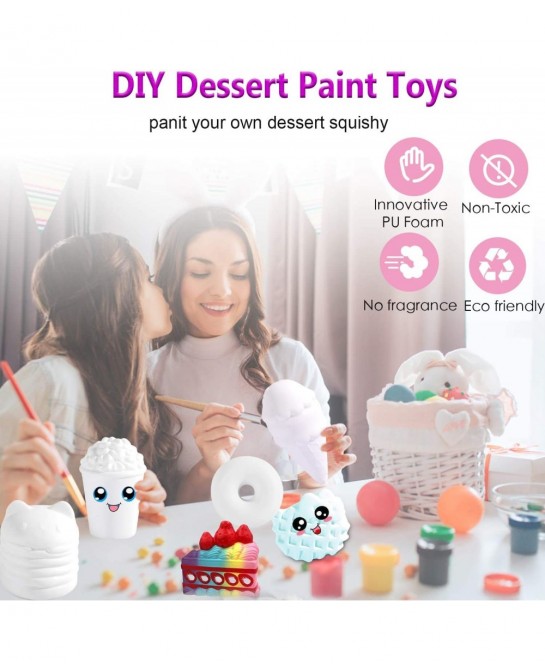 7Pcs Arts and Crafts for Girls DIY Dessert Paint Your Own Squishies Kit! Gifts for Craft Lovers Kids Top Christmas Toys. Jumb...