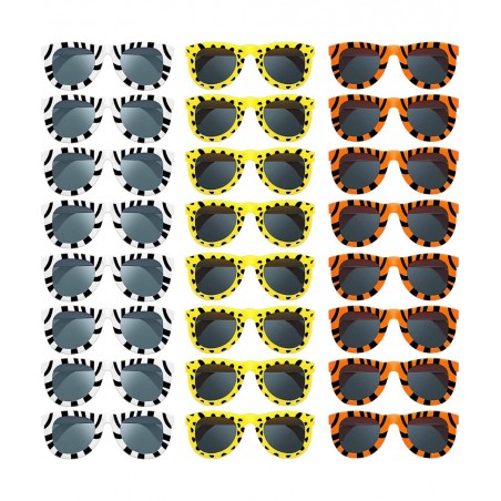 Pack of 24 Animal Print Sunglasses Jungle Sunglasses Zoo Animal Glasses Safari Kids Sunglasses Party Favor Wild Girl Boy Eyew...