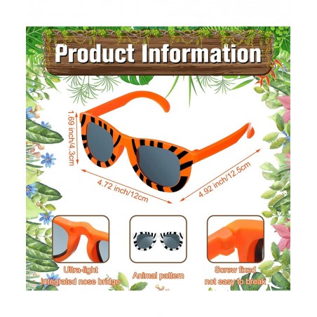 Pack of 24 Animal Print Sunglasses Jungle Sunglasses Zoo Animal Glasses Safari Kids Sunglasses Party Favor Wild Girl Boy Eyew...