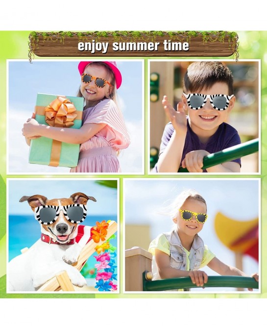 Pack of 24 Animal Print Sunglasses Jungle Sunglasses Zoo Animal Glasses Safari Kids Sunglasses Party Favor Wild Girl Boy Eyew...