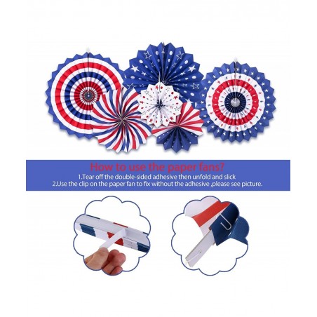 14 PSC Patriotic Party Decorations 4th of July American Flag Party Supplies Foldable Colorful Paper Fans Tissue Paper Pom Pom...