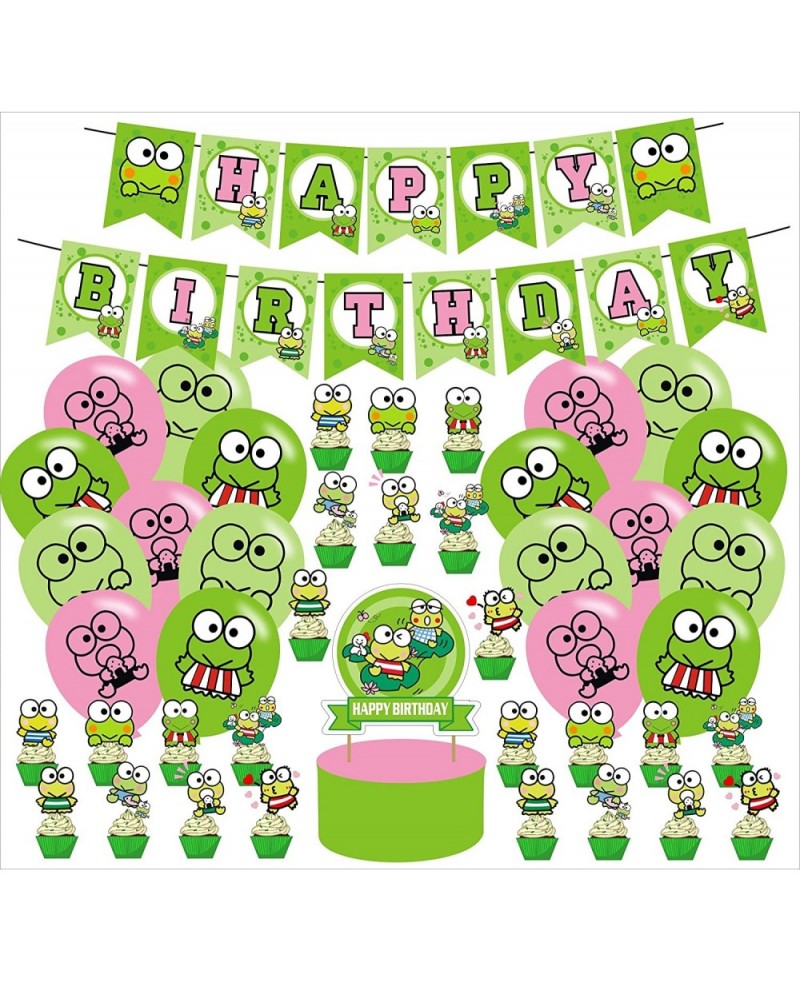 The Frog of Keroppi Birthday Party Decorations Cartoon Big-Eyed Frog Theme Birthday Supplies set with Happy Birthday Banner C...