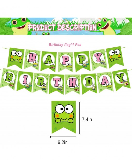The Frog of Keroppi Birthday Party Decorations Cartoon Big-Eyed Frog Theme Birthday Supplies set with Happy Birthday Banner C...
