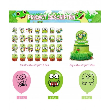 The Frog of Keroppi Birthday Party Decorations Cartoon Big-Eyed Frog Theme Birthday Supplies set with Happy Birthday Banner C...