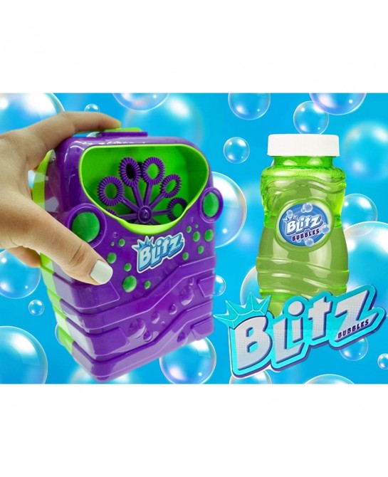 Blitz Bubble Stream Machine Blaster with Bubble Solution (Colors May Vary) for Kids Floats High Last Long Bubble Blower Machi...