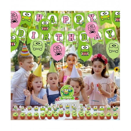 The Frog of Keroppi Birthday Party Decorations Cartoon Big-Eyed Frog Theme Birthday Supplies set with Happy Birthday Banner C...