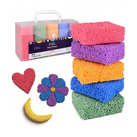 Fun Foam Modeling Foam Beads Play Kit 5 Blocks Children’s Educational Clay for Arts Crafts Kindergarten Preschool Kids Toys D...