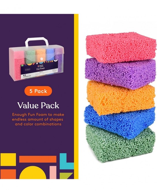 Fun Foam Modeling Foam Beads Play Kit 5 Blocks Children’s Educational Clay for Arts Crafts Kindergarten Preschool Kids Toys D...