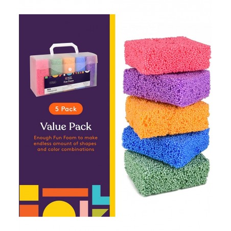 Fun Foam Modeling Foam Beads Play Kit 5 Blocks Children’s Educational Clay for Arts Crafts Kindergarten Preschool Kids Toys D...