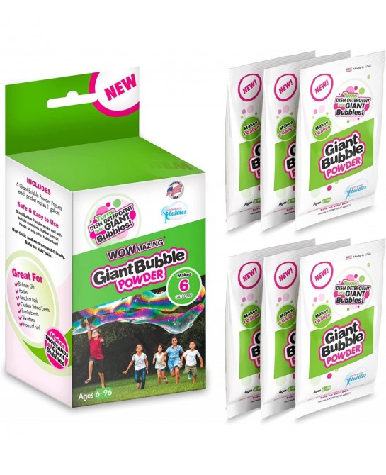 Big Bubble Refill Powder Mix (6 Packets) - Turns Dish Detergent into Giant Bubbles. Makes 6 GALLONS! - Made in USA $26.46 Bub...