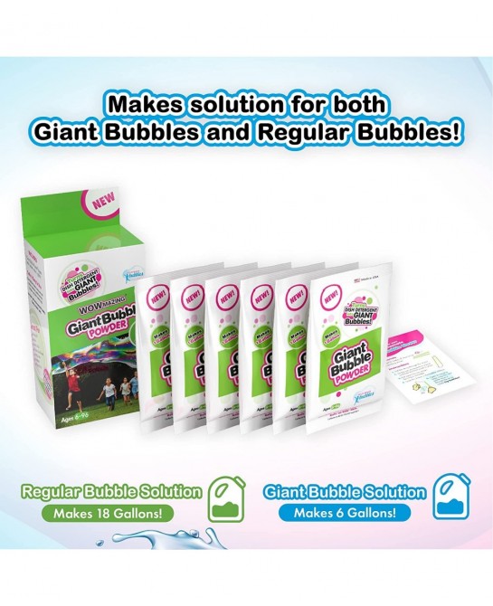 Big Bubble Refill Powder Mix (6 Packets) - Turns Dish Detergent into Giant Bubbles. Makes 6 GALLONS! - Made in USA $26.46 Bub...